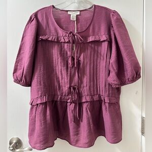 Laura Ashley Plum Textured Top